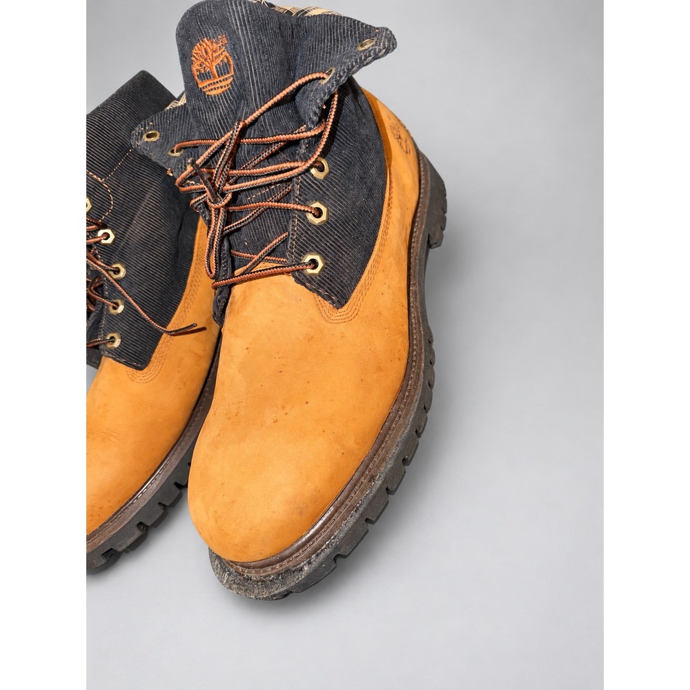 Timberland Mens Roll-Top Boot Wheat Navy Corduroy Plaid 38510 Size 13M